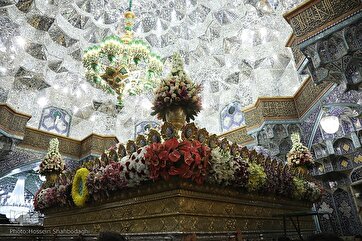 Hazrat Masoumeh Shrine in Qom Decorated with Flowers on Auspicious Occasion